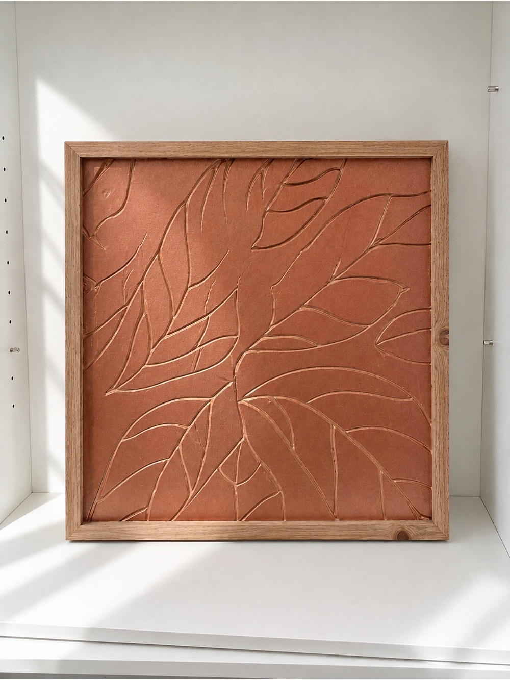Modern Textured Botanical Wall Art – Framed Terracotta Leaf Relief – Hobby Lobby